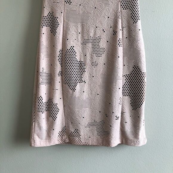 Mystic Vintage Mesh High Neck Fitted Bodycon Open Back Sleeveless Mini Dress Tan - Picture 4 of 14